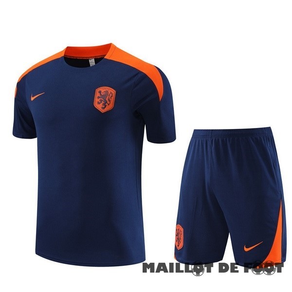 Foot Maillot Pas Cher Entrainement Ensemble Complet Pays Bas 2024 Bleu Orange