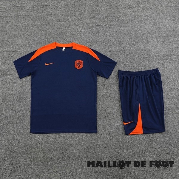 Foot Maillot Pas Cher Entrainement Ensemble Complet Pays Bas 2024 Bleu Orange
