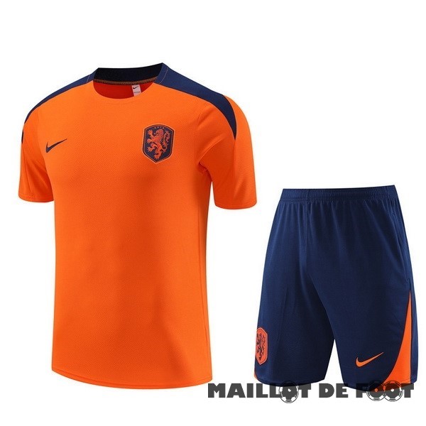 Foot Maillot Pas Cher Entrainement Ensemble Complet Pays Bas 2024 Orange Bleu