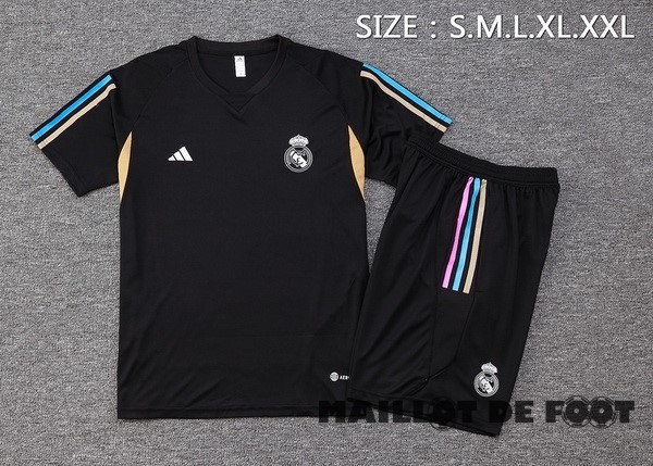 Foot Maillot Pas Cher Entrainement Ensemble Complet Real Madrid 2023 2024 Noir Jaune