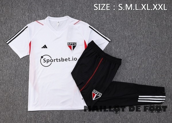 Foot Maillot Pas Cher Entrainement Ensemble Complet São Paulo 2023 2024 Blanc Rouge Noir