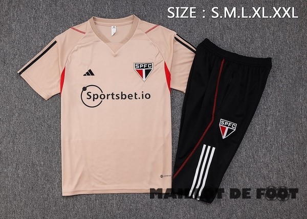 Foot Maillot Pas Cher Entrainement Ensemble Complet São Paulo 2023 2024 Jaune Orange Noir