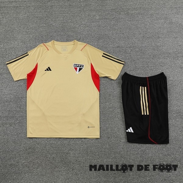 Foot Maillot Pas Cher Entrainement Ensemble Complet São Paulo 2023 2024 Jaune Rouge Noir