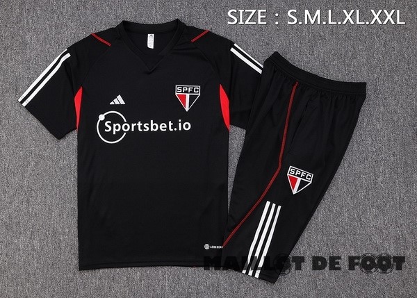 Foot Maillot Pas Cher Entrainement Ensemble Complet São Paulo 2023 2024 Noir II Rouge