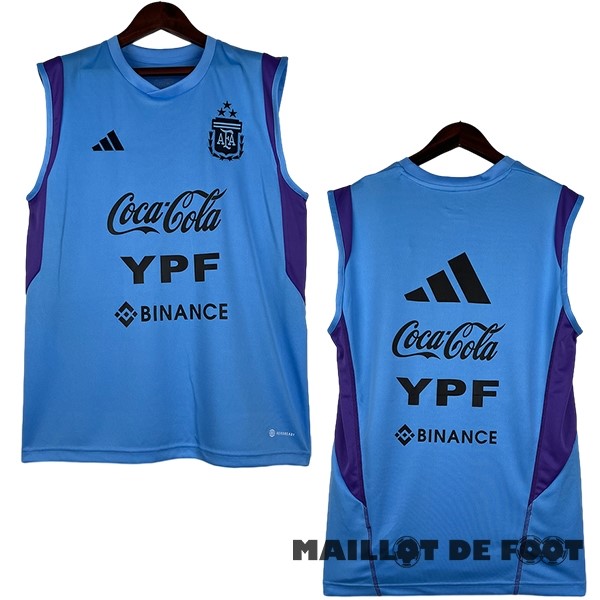 Foot Maillot Pas Cher Entrainement Sans Manches Argentine 2023 Bleu Purpura