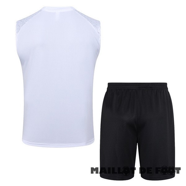 Foot Maillot Pas Cher Entrainement Sans Manches Ensemble Complet AC Milan 2023 2024 Blanc Rouge Noir