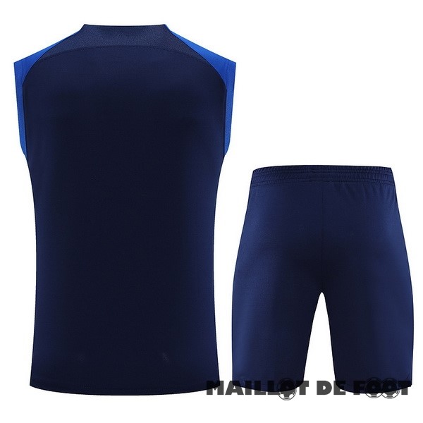 Foot Maillot Pas Cher Entrainement Sans Manches Ensemble Complet Al Nassr 2023 2024 Bleu