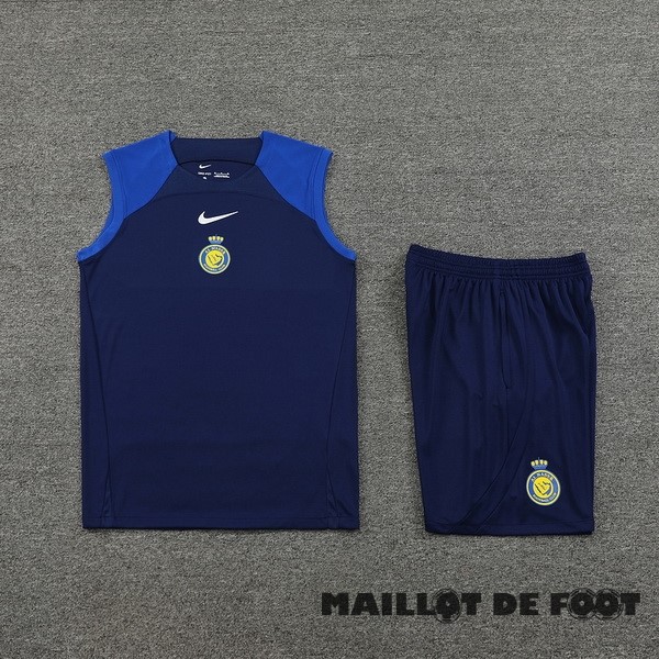 Foot Maillot Pas Cher Entrainement Sans Manches Ensemble Complet Al Nassr 2023 2024 Bleu