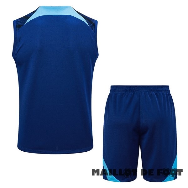 Foot Maillot Pas Cher Entrainement Sans Manches Ensemble Complet Angleterre 2023 Bleu