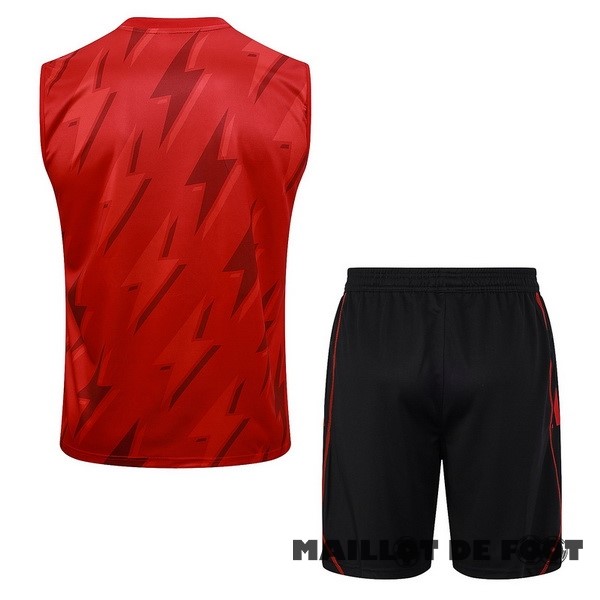 Foot Maillot Pas Cher Entrainement Sans Manches Ensemble Complet Arsenal 2023 2024 Rouge Blanc Noir