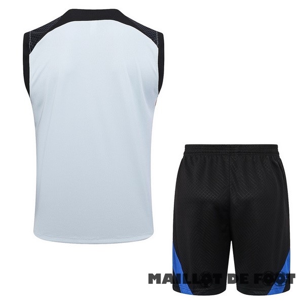 Foot Maillot Pas Cher Entrainement Sans Manches Ensemble Complet Barcelona 2023 2024 Gris Clair Rouge