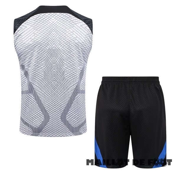 Foot Maillot Pas Cher Entrainement Sans Manches Ensemble Complet Barcelona 2023 2024 Gris Noir