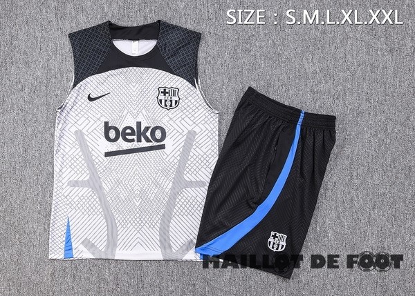 Foot Maillot Pas Cher Entrainement Sans Manches Ensemble Complet Barcelona 2023 2024 Gris Noir