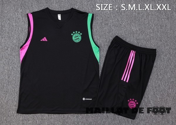 Foot Maillot Pas Cher Entrainement Sans Manches Ensemble Complet Bayern Múnich 2023 2024 Noir Purpura Vert