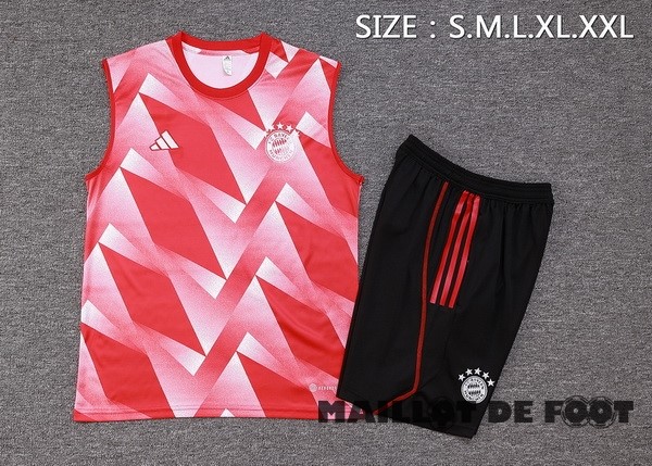 Foot Maillot Pas Cher Entrainement Sans Manches Ensemble Complet Bayern Múnich 2023 2024 Rouge Blanc Noir