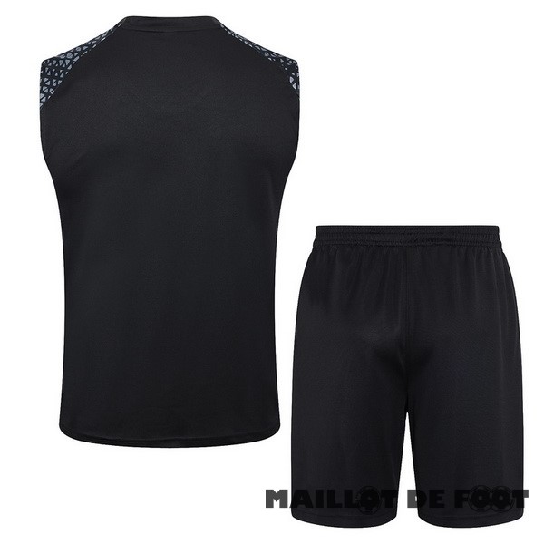 Foot Maillot Pas Cher Entrainement Sans Manches Ensemble Complet Borussia Dortmund 2023 2024 Noir Gris