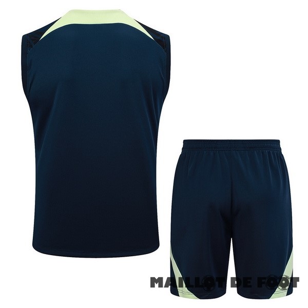 Foot Maillot Pas Cher Entrainement Sans Manches Ensemble Complet Brésil 2023 Bleu Marine III Vert