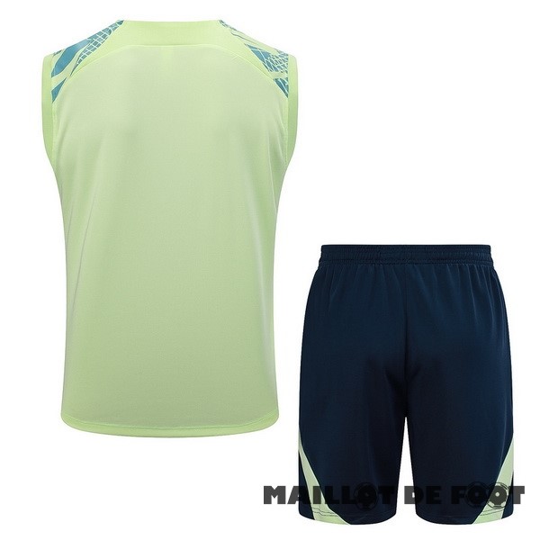 Foot Maillot Pas Cher Entrainement Sans Manches Ensemble Complet Brésil 2023 Vert Bleu Marine