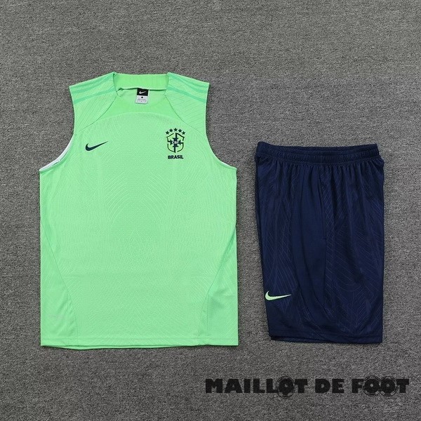 Foot Maillot Pas Cher Entrainement Sans Manches Ensemble Complet Brésil 2023 Vert I Bleu Marine