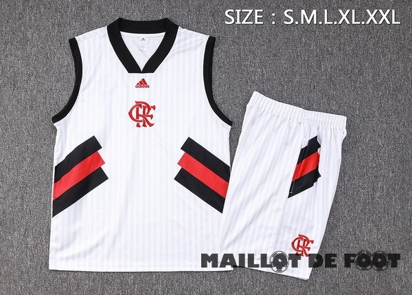 Foot Maillot Pas Cher Entrainement Sans Manches Ensemble Complet Flamengo 2023 2024 Blanc I Noir