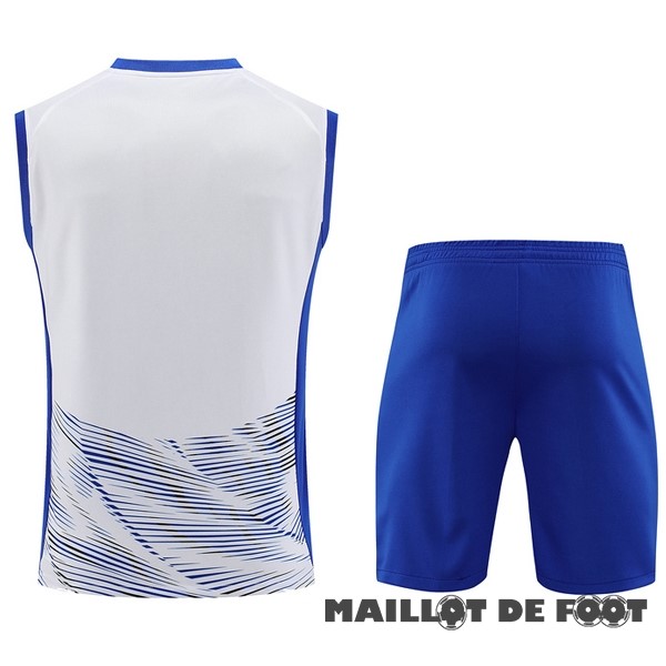 Foot Maillot Pas Cher Entrainement Sans Manches Ensemble Complet Inter Milán 2023 2024 Blanc Bleu