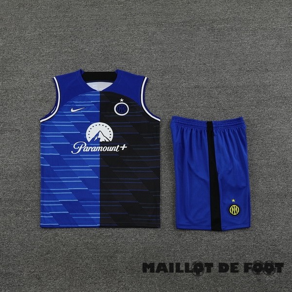Foot Maillot Pas Cher Entrainement Sans Manches Ensemble Complet Inter Milán 2023 2024 Bleu I Noir
