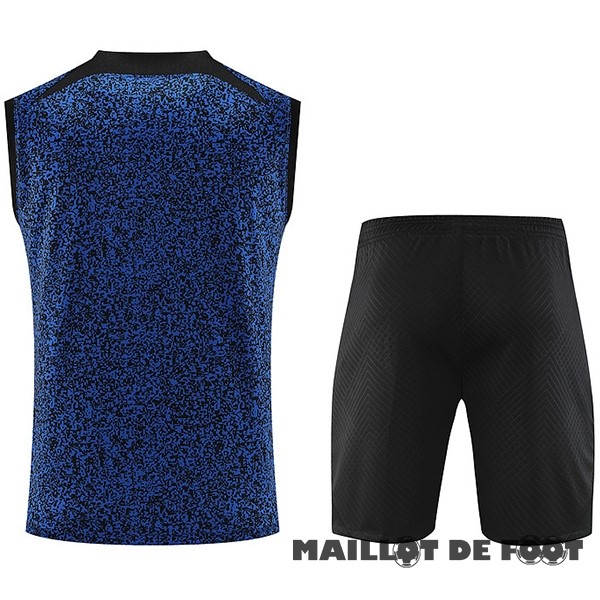 Foot Maillot Pas Cher Entrainement Sans Manches Ensemble Complet Inter Milán 2023 2024 Bleu Jaune Noir