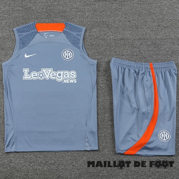 Foot Maillot Pas Cher Entrainement Sans Manches Ensemble Complet Inter Milán 2023 2024 Gris