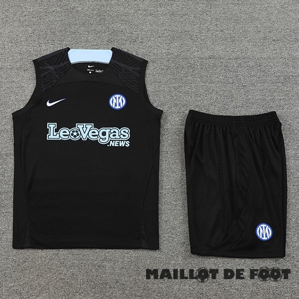 Foot Maillot Pas Cher Entrainement Sans Manches Ensemble Complet Inter Milán 2023 2024 Noir