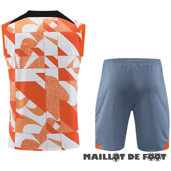 Foot Maillot Pas Cher Entrainement Sans Manches Ensemble Complet Inter Milán 2023 2024 Orange Blanc Gris