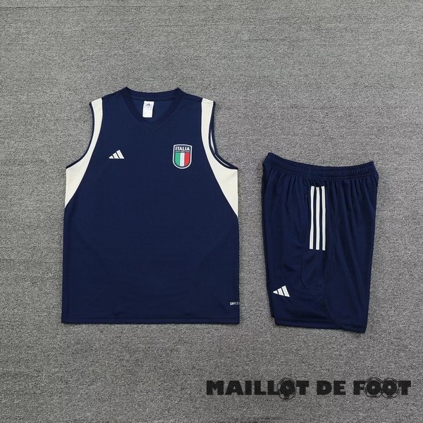 Foot Maillot Pas Cher Entrainement Sans Manches Ensemble Complet Italie 2023 Bleu