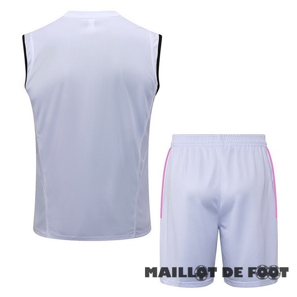 Foot Maillot Pas Cher Entrainement Sans Manches Ensemble Complet Juventus 2023 2024 Blanc Noir