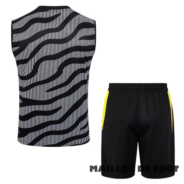 Foot Maillot Pas Cher Entrainement Sans Manches Ensemble Complet Juventus 2023 2024 Gris Noir Jaune