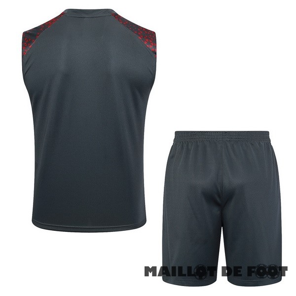 Foot Maillot Pas Cher Entrainement Sans Manches Ensemble Complet Manchester City 2023 2024 Rouge Gris