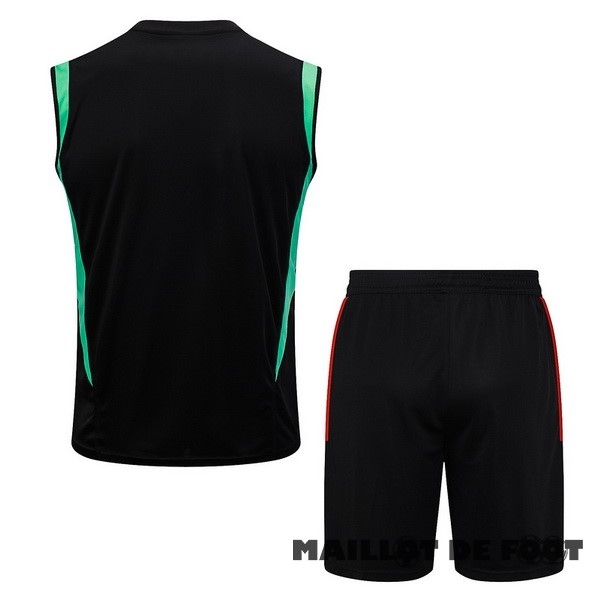 Foot Maillot Pas Cher Entrainement Sans Manches Ensemble Complet Manchester United 2023 2024 Noir Vert Rouge