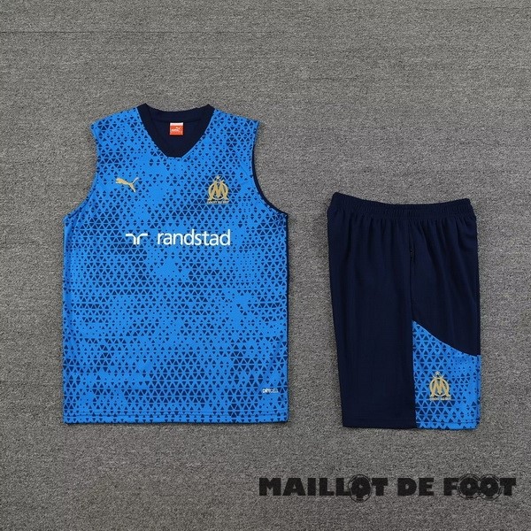 Foot Maillot Pas Cher Entrainement Sans Manches Ensemble Complet Marsella 2023 2024 Bleu