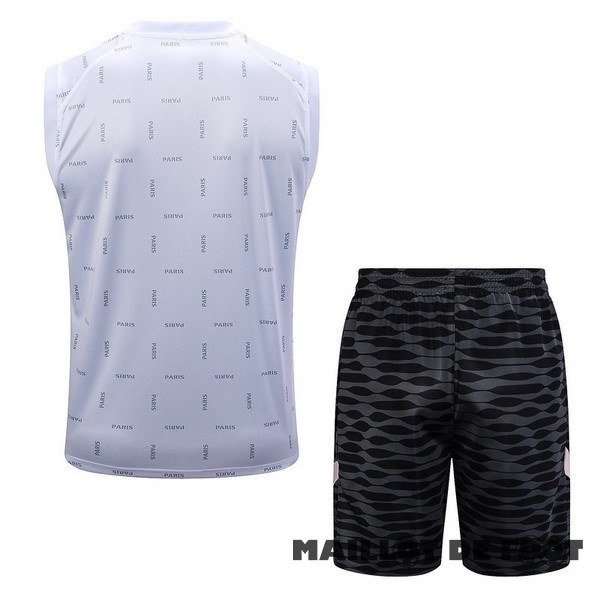 Foot Maillot Pas Cher Entrainement Sans Manches Ensemble Complet Paris Saint Germain 2023 2024 Blanc Noir Rose