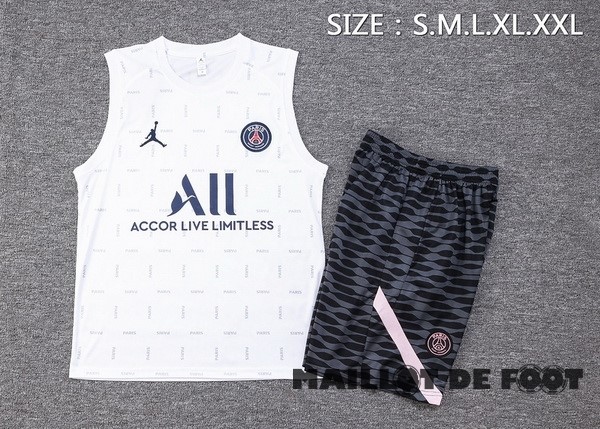 Foot Maillot Pas Cher Entrainement Sans Manches Ensemble Complet Paris Saint Germain 2023 2024 Blanc Noir Rose
