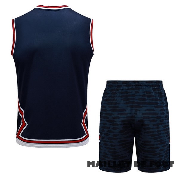 Foot Maillot Pas Cher Entrainement Sans Manches Ensemble Complet Paris Saint Germain 2023 2024 Bleu Marine Rouge