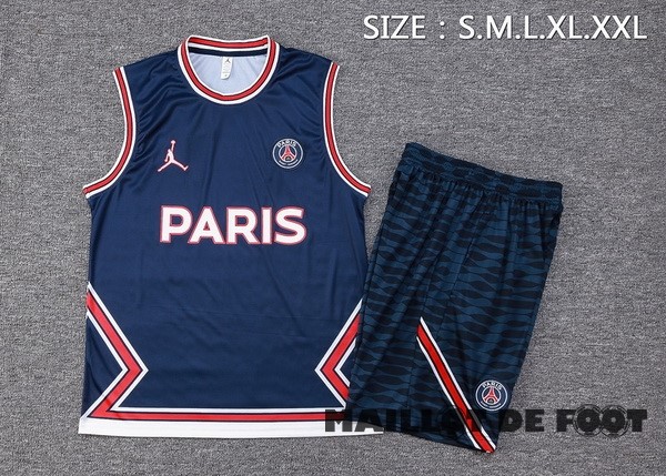 Foot Maillot Pas Cher Entrainement Sans Manches Ensemble Complet Paris Saint Germain 2023 2024 Bleu Marine Rouge