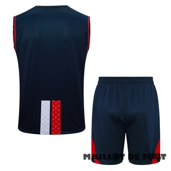 Foot Maillot Pas Cher Entrainement Sans Manches Ensemble Complet Paris Saint Germain 2023 2024 Bleu Marine Rouge