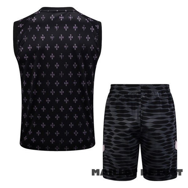 Foot Maillot Pas Cher Entrainement Sans Manches Ensemble Complet Paris Saint Germain 2023 2024 Noir Rose Blanc
