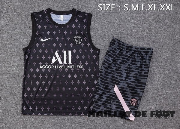 Foot Maillot Pas Cher Entrainement Sans Manches Ensemble Complet Paris Saint Germain 2023 2024 Noir Rose Blanc