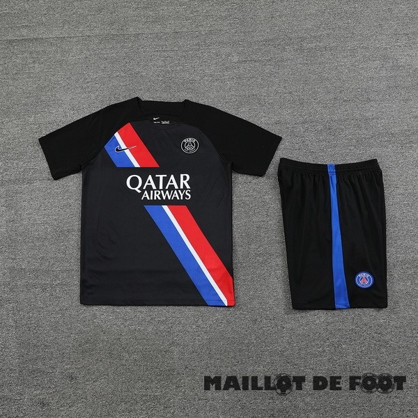 Foot Maillot Pas Cher Entrainement Sans Manches Ensemble Complet Paris Saint Germain 2023 2024 Noir Rouge Bleu