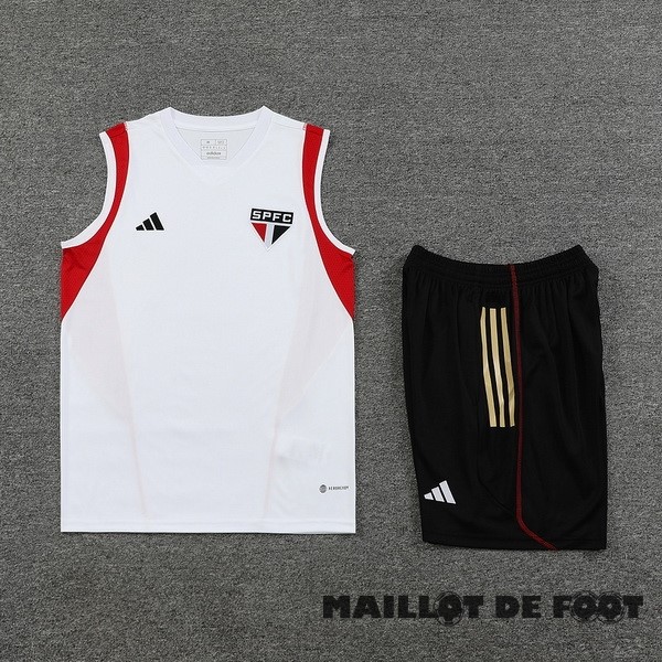 Foot Maillot Pas Cher Entrainement Sans Manches Ensemble Complet São Paulo 2023 2024 Blanc I Rouge Noir