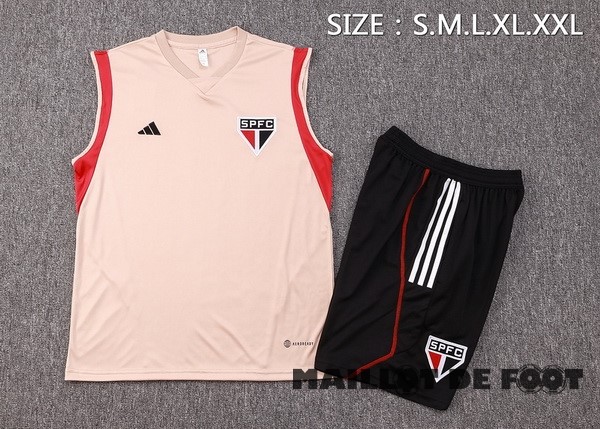 Foot Maillot Pas Cher Entrainement Sans Manches Ensemble Complet São Paulo 2023 2024 Jaune Orange
