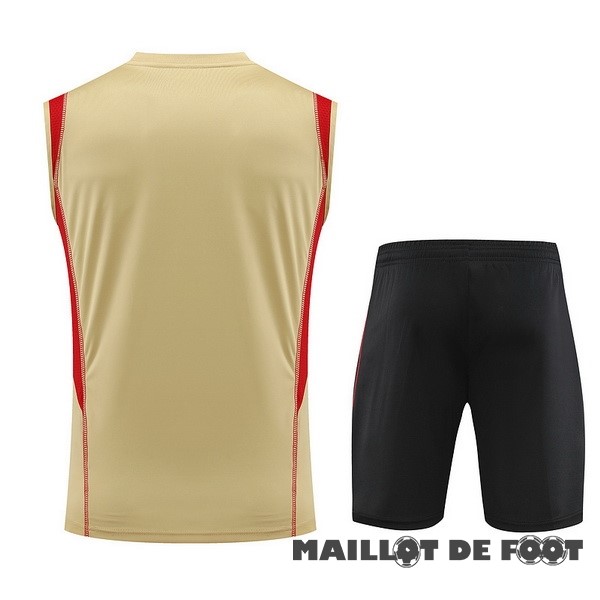 Foot Maillot Pas Cher Entrainement Sans Manches Ensemble Complet São Paulo 2023 2024 Jaune Rouge Noir
