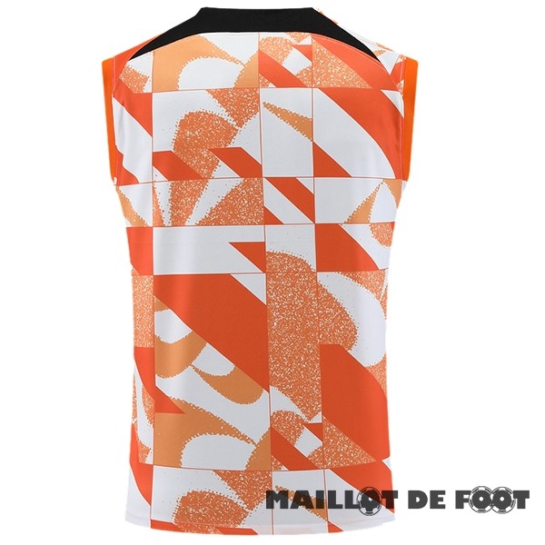 Foot Maillot Pas Cher Entrainement Sans Manches Inter Milán 2023 2024 Orange Blanc