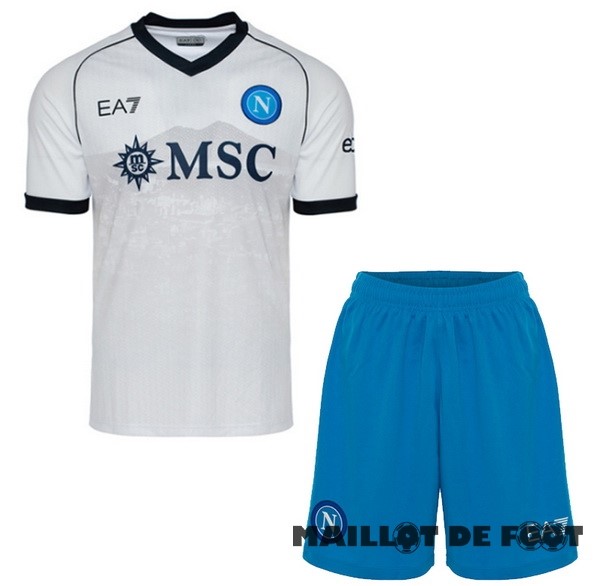 Foot Maillot Pas Cher Exterieur Conjunto De Enfant Napoli 2023 2024 Blanc Bleu