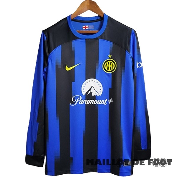 Foot Maillot Pas Cher Thailande Domicile Manches Longues Inter Milán 2023 2024 Bleu